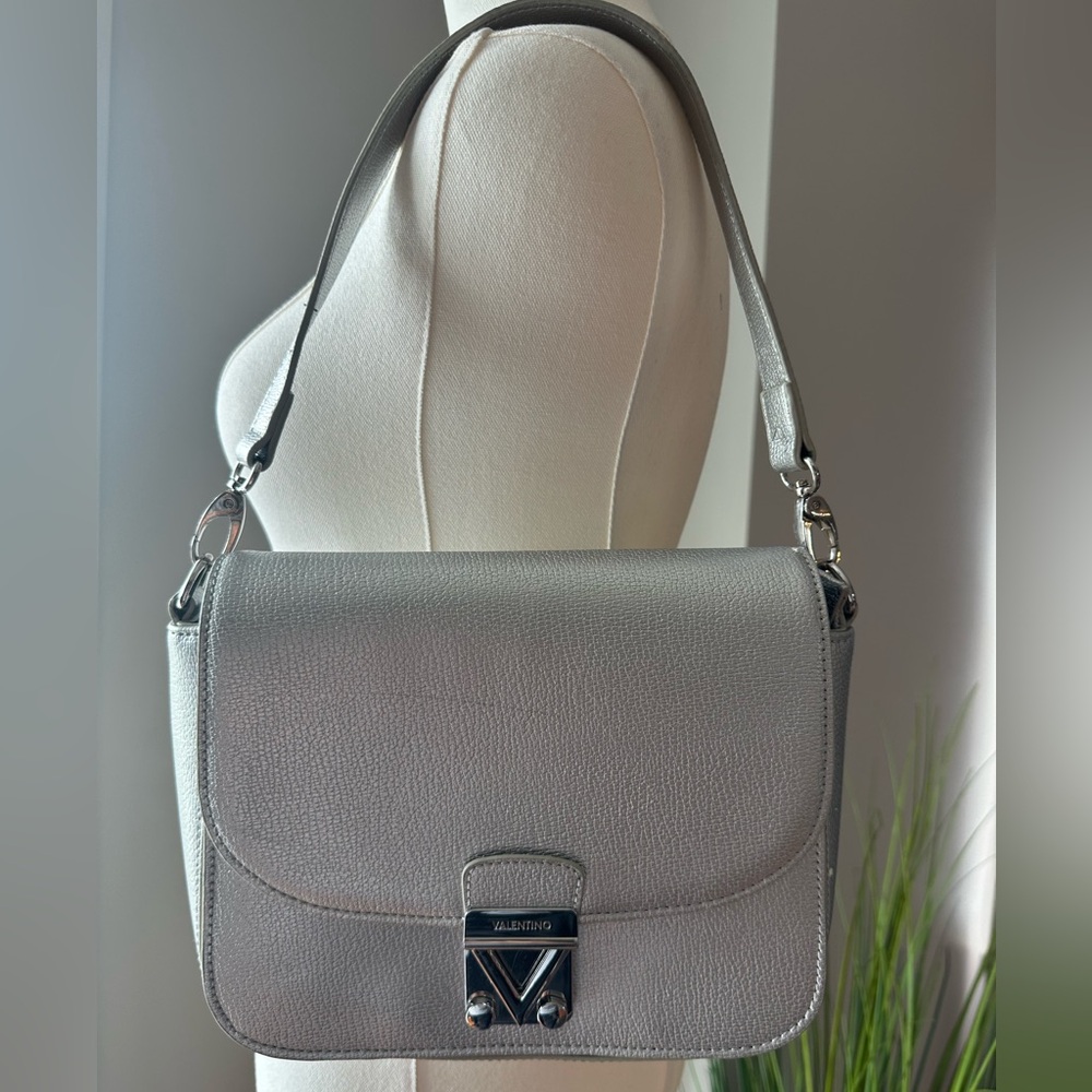 Valentino By Mario Valentino Silver Shoulder Bag